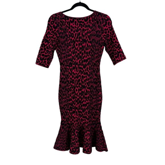 Milly Pink & Black Textured Cheetah Mermaid Bodycon Dress Women's Size Small New - Picture 3 of 9